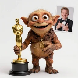 Gollum adores his Oscar award, award winning press photo