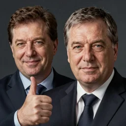 viktor orban with detailed face showing a thumbs up, edward hopper