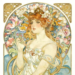 a beautifull intricate watercolour painting of water character with flowers, verry high details by william turner, greg rutkowski and alphonse mucha, trending on artstation, very very detailed, masterpiece, vibrant colors