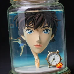cinestill 5 0 d, 8 k, j. j abrams flare ; esoteric ultra realistic seinen manga nero timepiece in ana meets ran ( 1 9 9 0 ) film still underwater dance scene in frontiers in translucent plastic photography fashion magazine june seinen manga portrait closeup edition, hyperrealistic real - life seinen manga shaped clay occult figurine film still in victorian glass jar, pointe pose, perfect eyes, tilt shift wide shot zaha hadid background