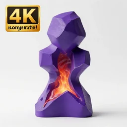 geometric statue!!!, purple shattered paint!, hot glowing lava!!!!, ((conglomerate!, slush)), abstract!, display! 4k!, award-winning photo!!!!