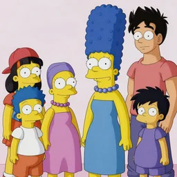 marge simpson and her new family from dragon ball z drawn by zdislaw beksinski and hajime sorayama, hyperrealistic