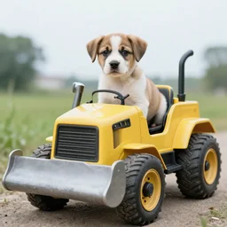 puppy in bulldozer, photo from 1 9 9 8,
