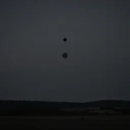 a black dot in the sky, dark lighting, landscape