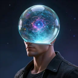 epic professional digital art of  a man with a glass ball instead of a head, best on artstation, cgsociety, wlop, cosmic, epic, stunning, gorgeous, much detail, much wow, masterpiece