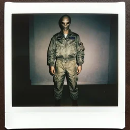 found polaroid photo of the alien wearing ma - 1 flight suit work pants