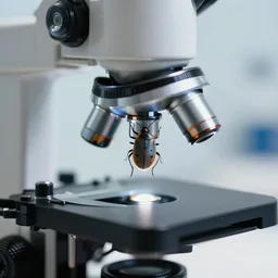 microscope image of a bug jumping on someones are,suoer quality