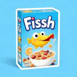 fishy fish breakfast cereal box logo