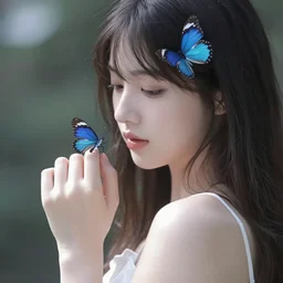 “a woman turning into a butterfly”