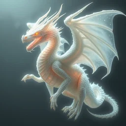 a see through dragon, ghostly, white flesh, dragon, fantasy, trending on artstation, detailed, ghost dragon