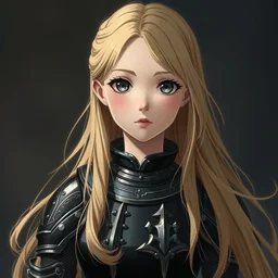 baroque oil painting of japanese light novel illustration anime key visual full body shot closeup | young girl wearing black military crusader armour with flowing blonde hair | symmetrical perfect face fine detail quiet wistful gaze | lotr gapmoe kuudere studio lighting highlights sharp contrast bokeh | trending pixiv fanbox | by greg rutkowski makoto shinkai takashi takeuchi studio ghibli