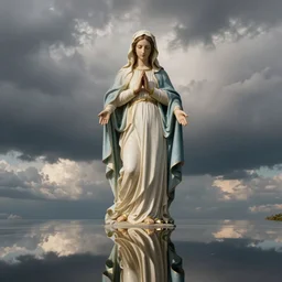 virgin mary reflection cloudy sky