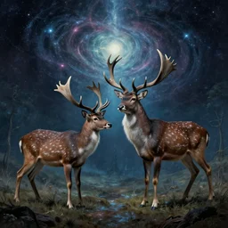 swamp deer by tomasz alen kopera and h. r giger. cosmic horror, astral plane.