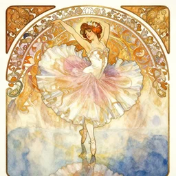 a hiper intricate watercolor of a beatiful dancing balerina, reflexions, smooth, digital illustration, colorfull, by william turner art, by greg rutowski, by alphonse mucha
