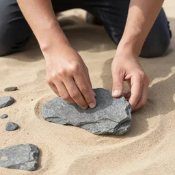 minitiare loose slate rock in the sand