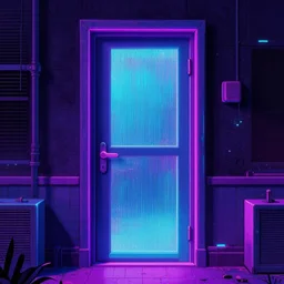 dimensional door in vaporwave style