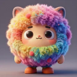 cuddly colourful caricature - 3 d vfx art - of fluffy puffy, art style by zdzisaw beksinski, tadanori yoko & hsiao - ron cheng, character concept art, unreal engine render, digital illustration, sharp, intricate detail, volumetric light, ray tracing, soft light, claymation style, symmetric, acrylic on canvas, pinterest, artstation,