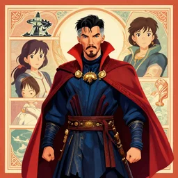a travel poster illustration depicting dr strange, vintage style, detailed illustration, digital painting, vector art, trending on artstration, trending on behance, by anton fadeev, by alena aenami, by makato shinkai