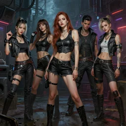 hyperrealistic and beautiful painting of a rebellious gang outside of a gritty club, cyberpunk style, 8 k resolution, by ilya repin and george luks, polished, fine detail, intricate, concept art, artstation