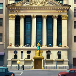 game asset of wall street office, in the style of papers please, ghibli detailed drawings, props, stylized, 2 d sprites, kitbash, legend of zelda, papers please, 8 k, close up