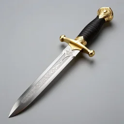 etched stainless steel decorative sword with gold hilt, dynamic lighting, photography