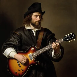 St. Vincent playing electric guitar by Caravaggio