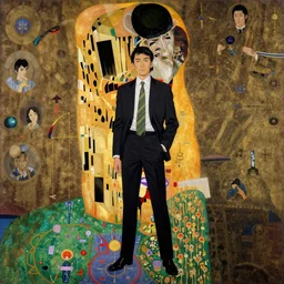 hyper realistic traditional japanese illustration of a businessman in the style of austin osman spare, wayne barlowe, gustav moreau, goward, gaston bussiere and roberto ferri, santiago caruso, bouguereau, klimt, saturno butto, sorayama. occult art, alchemical diagram