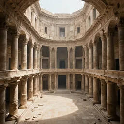 inside an incredible ancient Roman megastructure that looks like it keeps going on forever, digital art
