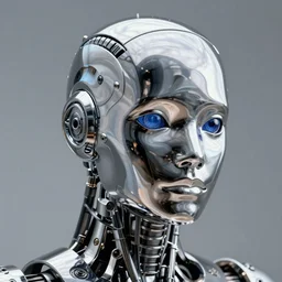 portrait of a chrome robot with a humanoid face, insanely detailed intricate octane render, 8 k artistic photography, photorealistic