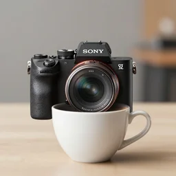 sony a 7 iii sombrero!!!!!!!!!! on a coffee cup