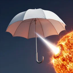 giant spaceship shaped like an umbrella that is sucking a solar flare out of the sun to fuel the traveling world that is teeming with life in the style of salvador dali