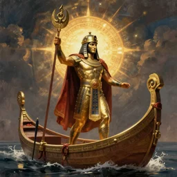 mesopotamia warrior on boat by rutkowski beksinski