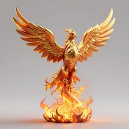 a 3 d phoenix rising from the flames 8 k hyperrealism