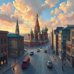 moscow street view panoramic painting animation background art by ralph bakshi