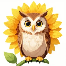 beautiful peter mohrbacher illustration of a sunflower owl. 4k hq trending on artstation