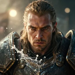 holy paladin in gears of war, splash art, movie still, detailed face, photorealistic facial features, cinematic lighting, dramatic, octane render, long lens, shallow depth of field, bokeh, anamorphic lens flare, 8 k, hyper detailed, 3 5 mm film grain