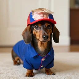 Dachshund Dressed as Donald Trump