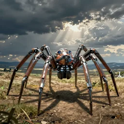 a robot spider hybrid, digital art in style of James Montgomery Flagg