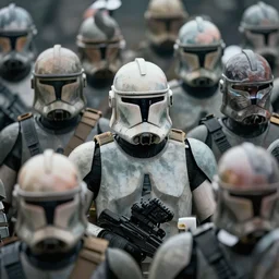 photo of an army of human clones with their faces visible, highly-detailed, epic cinematic