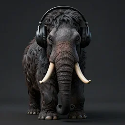 a symmetrical matte portrait of a great woolly mammoth dj with large headphones, dark, brooding, painted, intricate, ultra - detailed by anato finnstark and dan mumford, well composed, best on artstation, cgsociety, epic, stunning, gorgeous, intricate details, wow, masterpiece