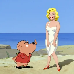 beetle bailey hanging out with marilyn monroe in the style of hopper.