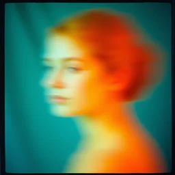 kodak portra 4 0 0, wetplate, motion blur, portrait photo of a backdrop, coloured in teal and orange, by britt marling