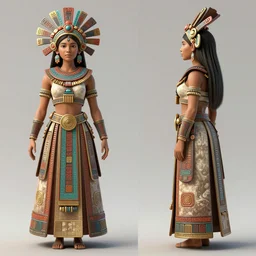 character sheet of an aztec princess, concept art, highly intrincate, front and side, unreal engine, octane render, 4 k, artstation, cgsociety, by vermeer