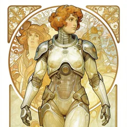 chell from portal, intricate illustration by krenz cushart, alphonse mucha, artgerm, trending on artstation