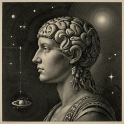 beautiful portrait of intelligence, spatial space deformation in latent space, math art, astral plane, key light, by artgerm and dan mumford and gustave dore