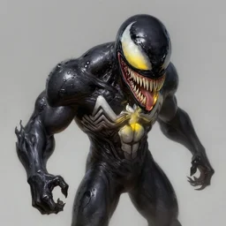venom fused with deadshot yellow eye open mouth rimlight, natural digital painting by greg rutkowski