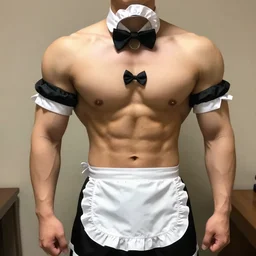 male bodybuilder in a Japanese maid outfit