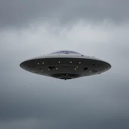 ufo seen in the sky, cloudy, hyperrealist, very detailed,