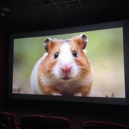 photo of the cinema screen, a movie about hamsters, unedited, sharp focus, 8 k