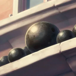 make good cannonballs up against the eaves,, silly, global lighting, digital art, artstation